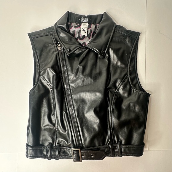 Abbey Dawn By Avril Lavigne Jacket Poly Leather Black Zip Vest Punk Rock Size XL - Picture 6 of 14
